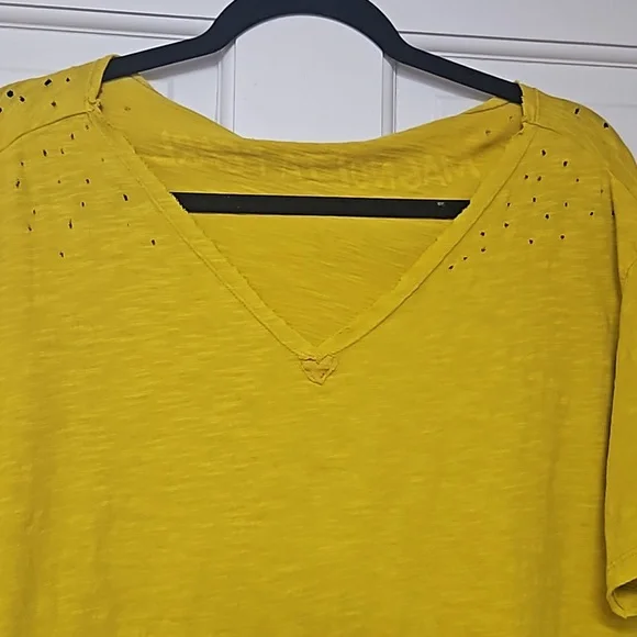 Magnolia Pearl one of a kind v-neck with tiny hand sewen heart